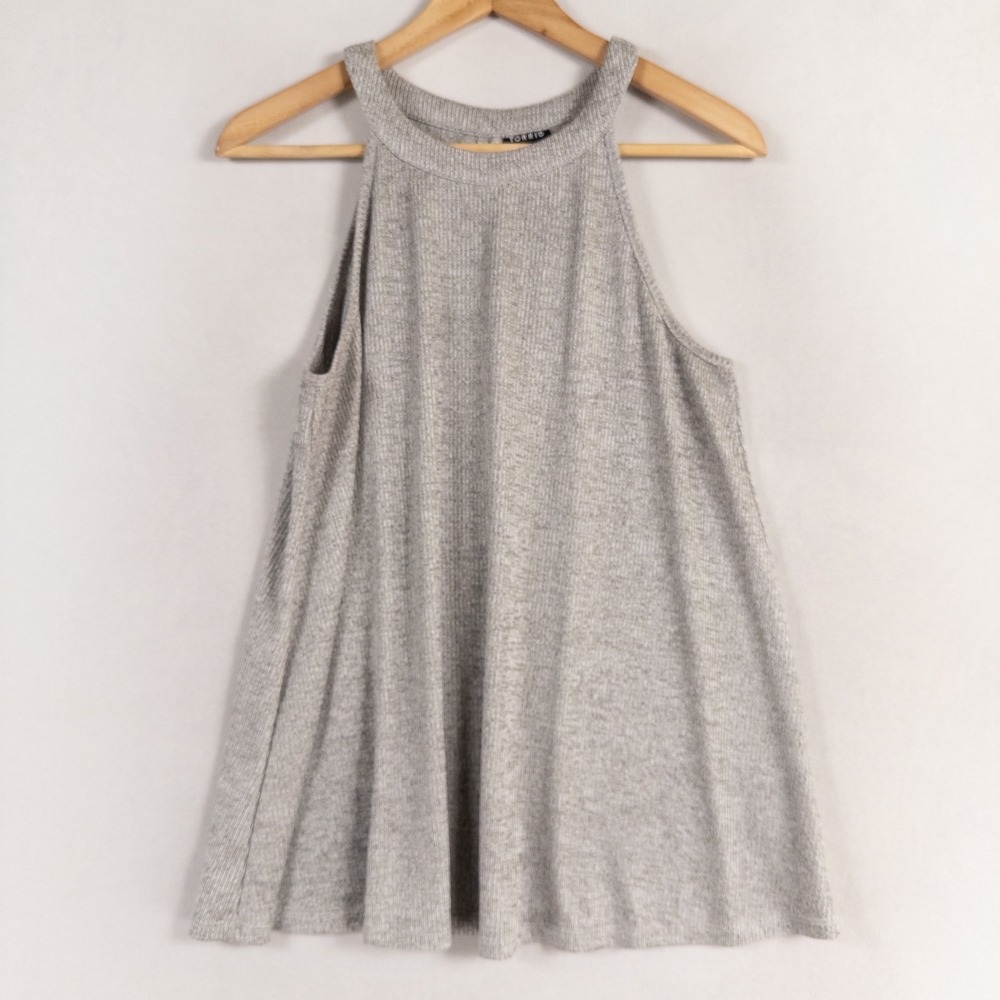 Torrid Ribbed Metallic Knit Goddess Oversized Swing Tank Top 00 US Sz M/L Gray